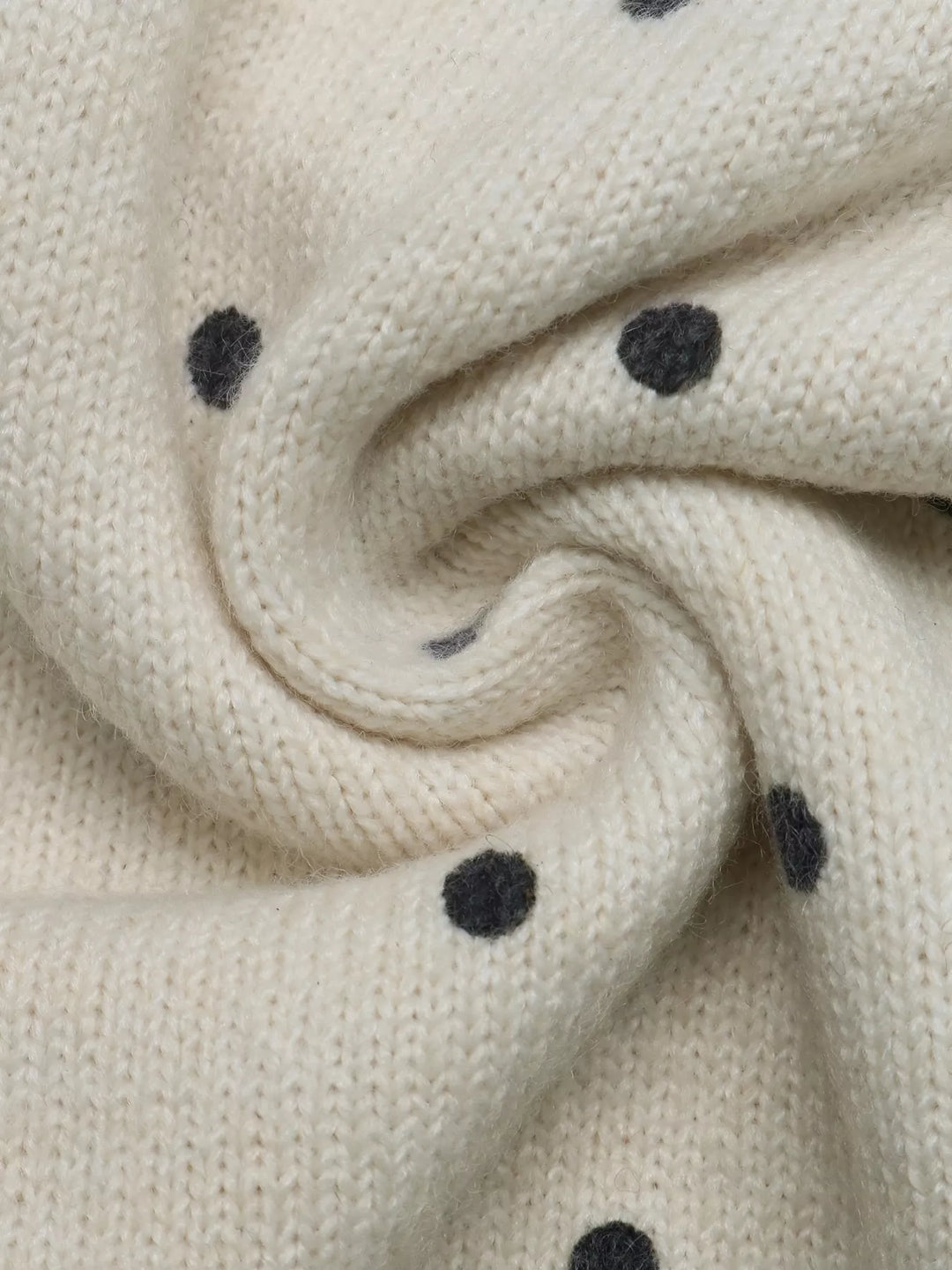 Polka dot short sleeve knit sweater with ribbed trim