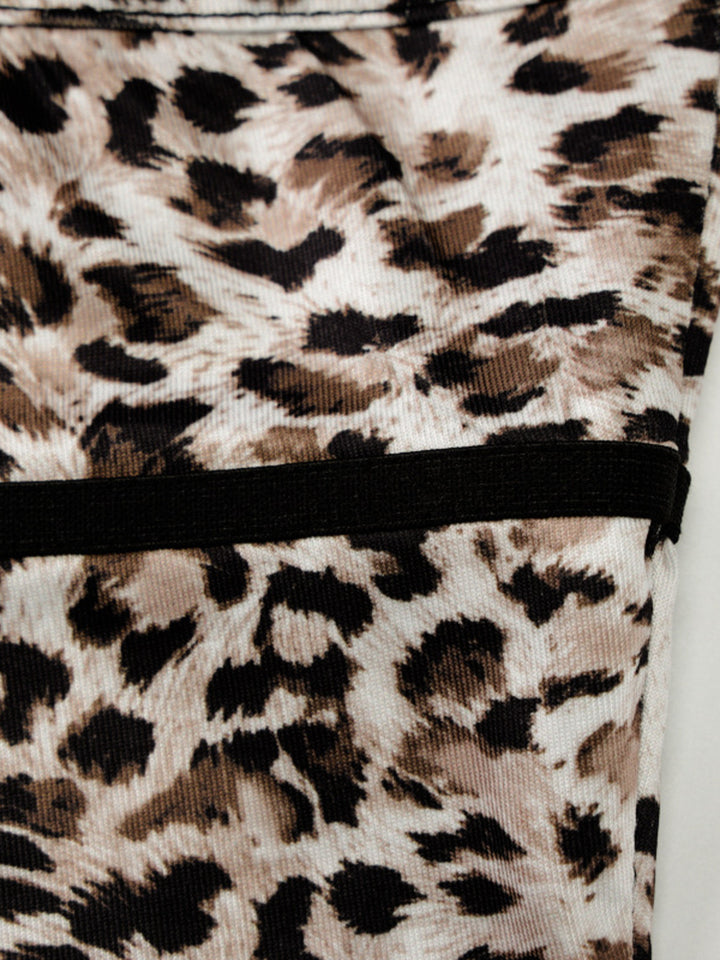 Leopard print cami with lace trim V-neck