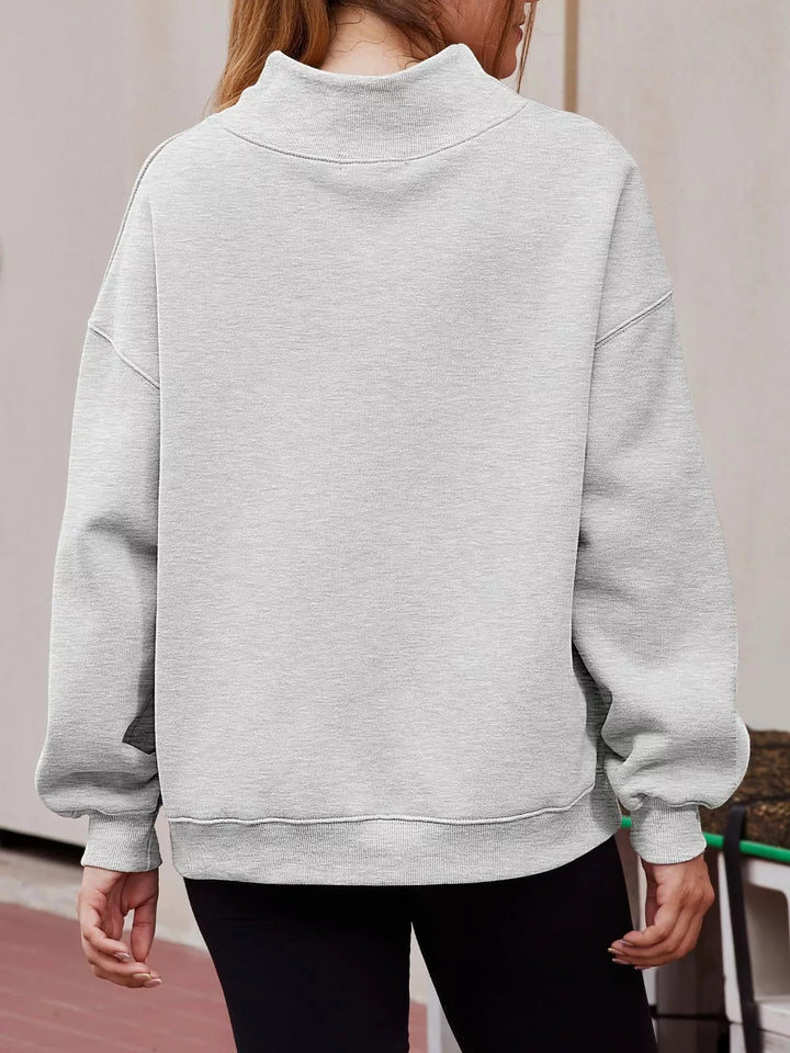 Mock neck dropped shoulder fleece sweatshirt
