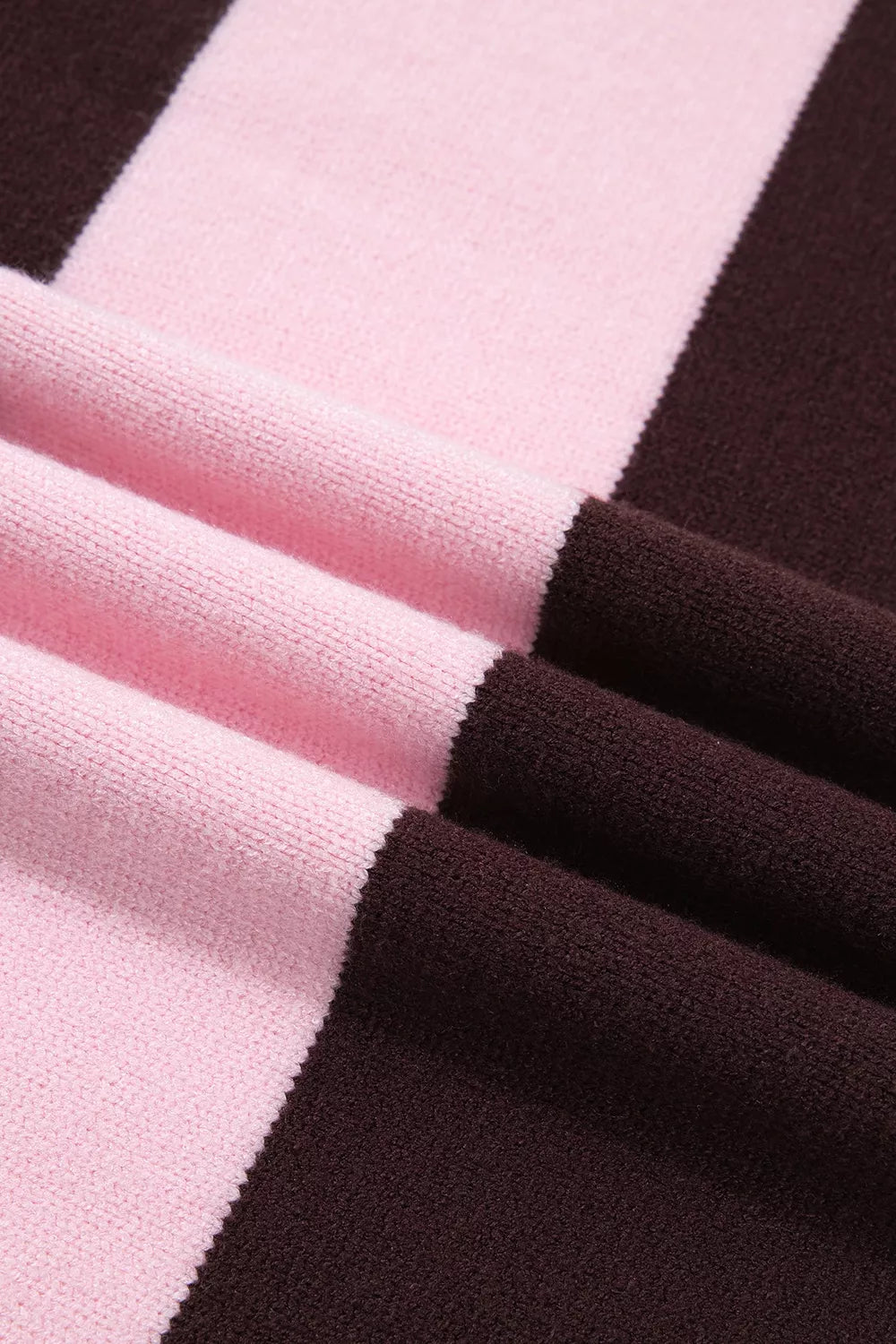 Wide stripe mock neck drop shoulder relaxed sweater