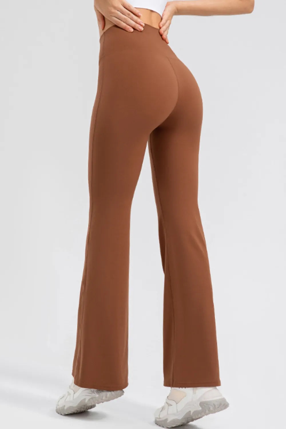 Wide waistband high-waist bootcut flare leggings