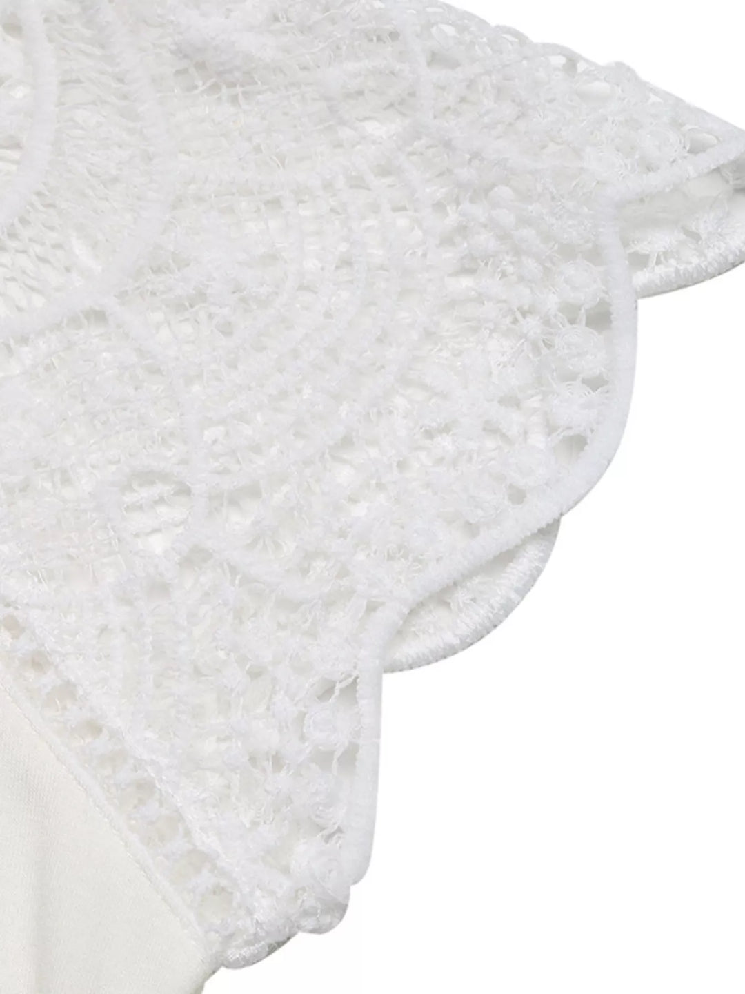 Crochet lace short sleeve top with notch neckline