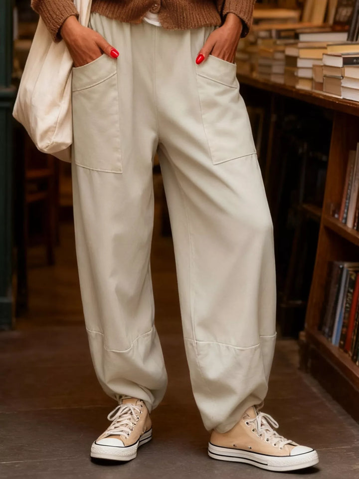 Plus size wide-leg lounge pants with patch pockets