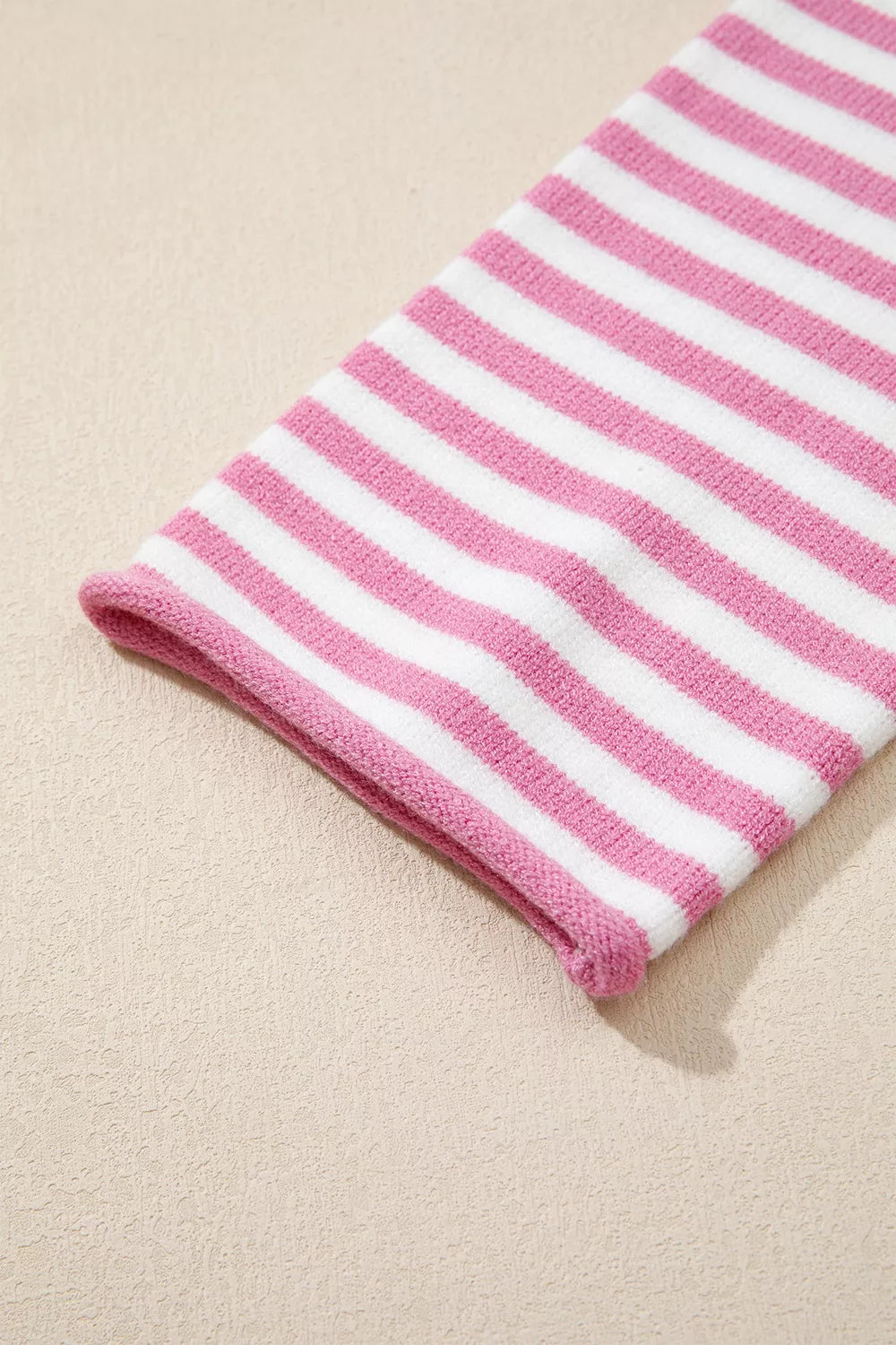 Striped drop shoulder henley sweater with button placket
