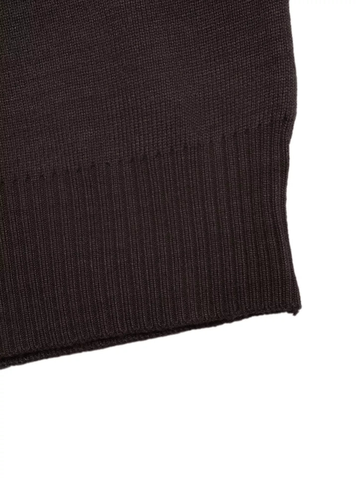 Gold-button knit cardigan with flap chest pockets