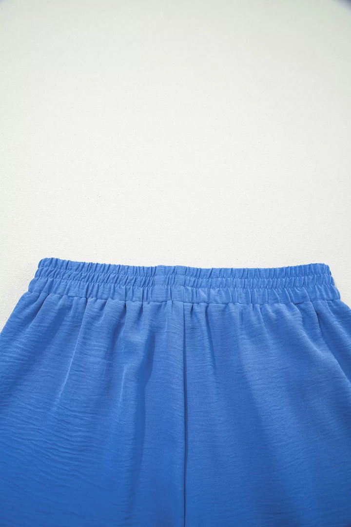 High-waist smocked flowy shorts with drawstring