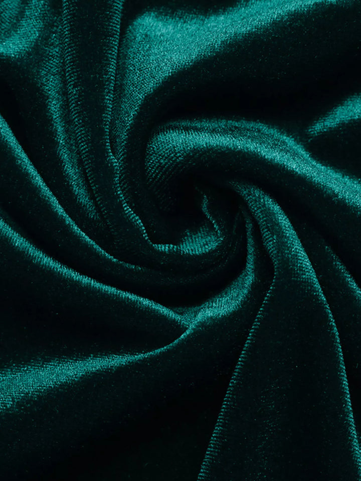 Velvet long sleeve maxi dress with pearl trim V-neck