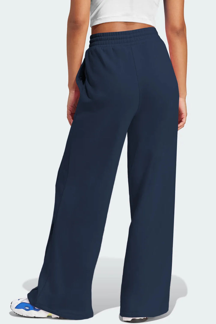 Drawstring high-rise wide-leg sweatpants with front seam