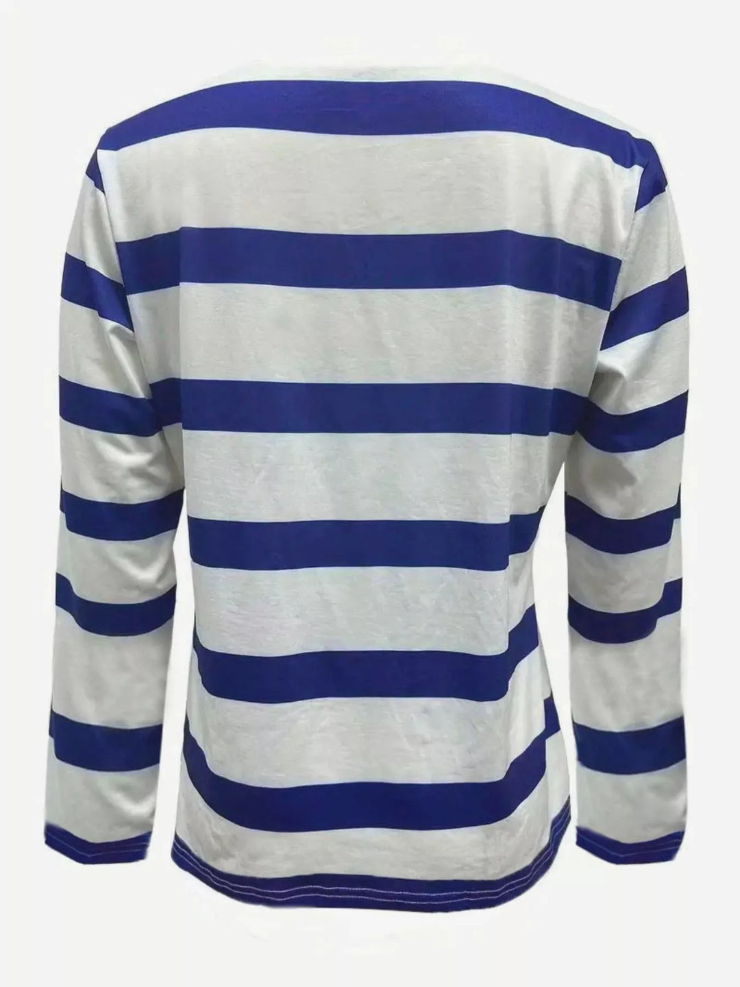 Notched neckline color-block long sleeve top with buttons