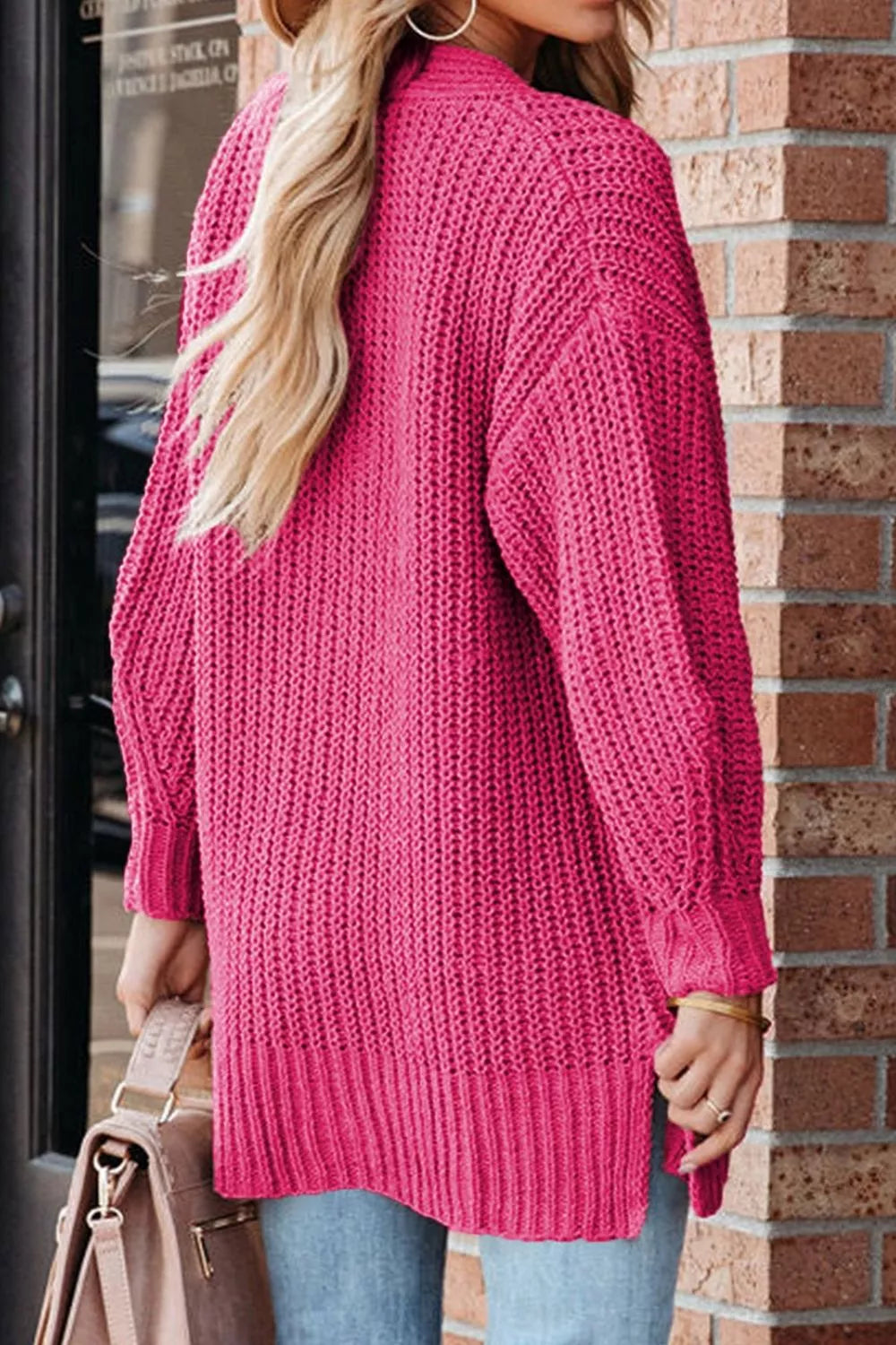 Chunky ribbed knit button-down cardigan