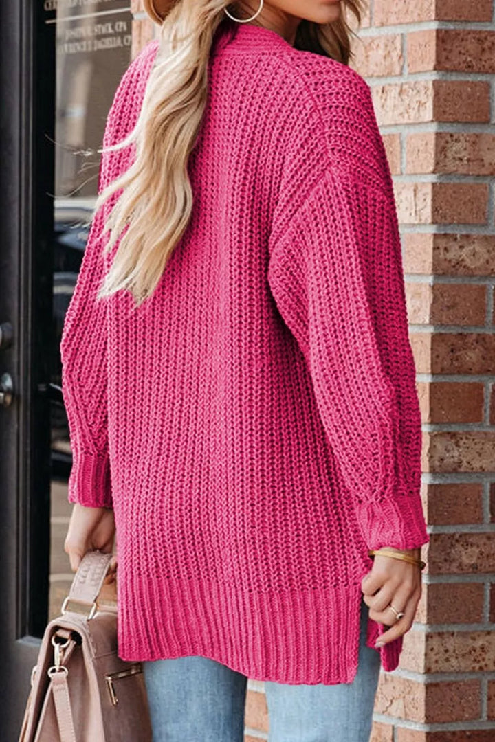 Chunky ribbed knit button-down cardigan