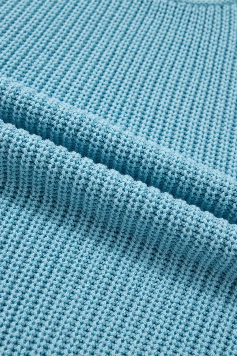 Boxy ribbed knit half-sleeve crew neck sweater