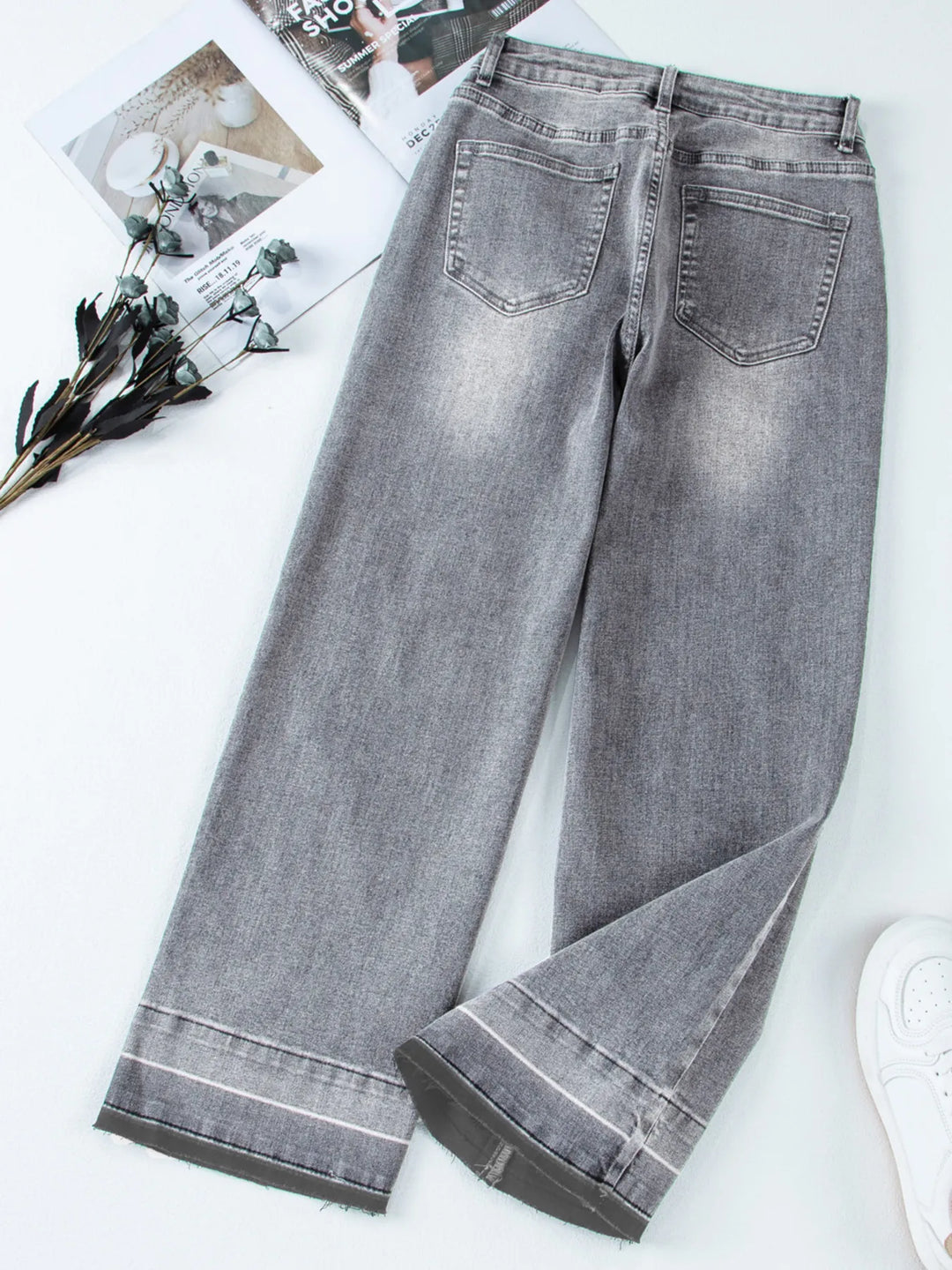 High-rise wide-leg jeans with released hem