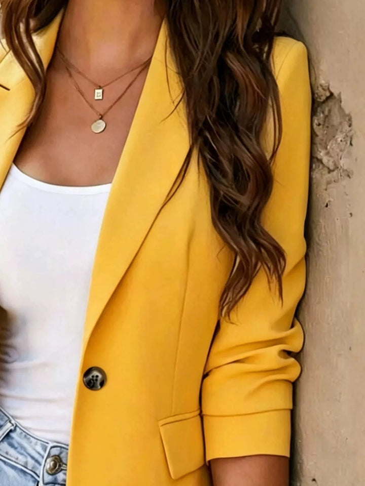 Single-breasted notch lapel blazer with flap pockets