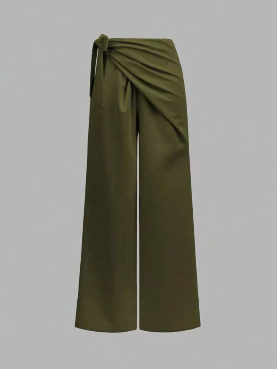 High-rise wrap front tie waist wide leg pants