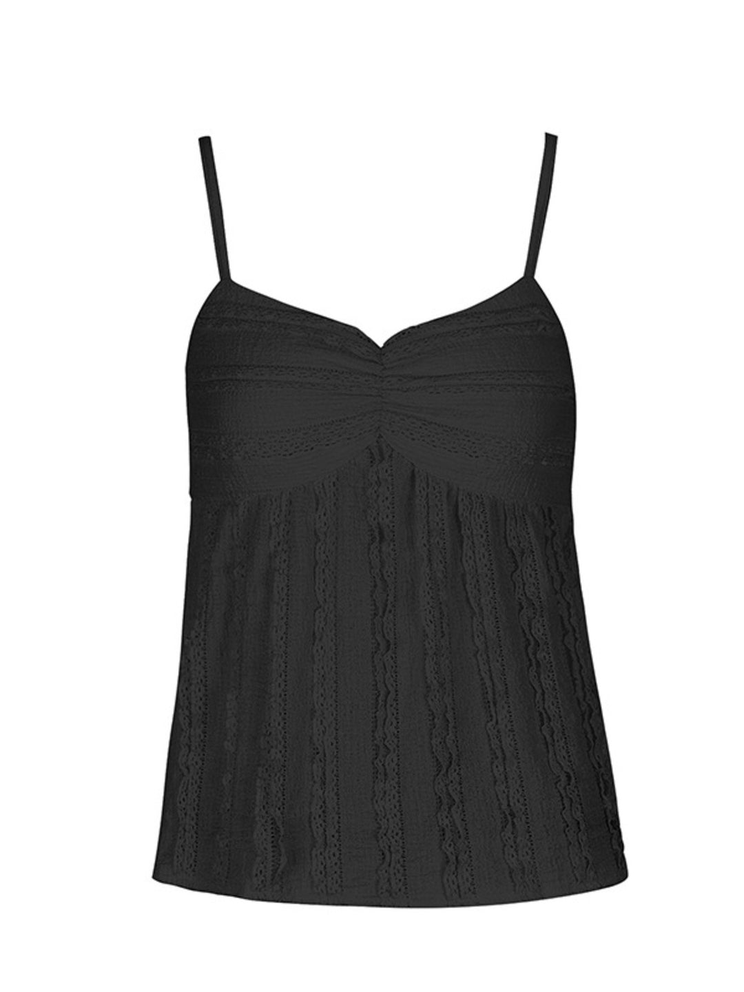 Textured ruched sweetheart neck babydoll cami