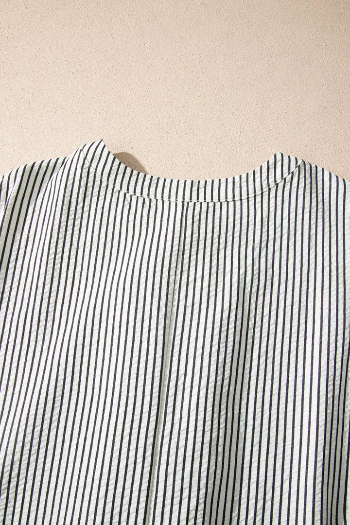 Striped ruffle button-front maxi dress