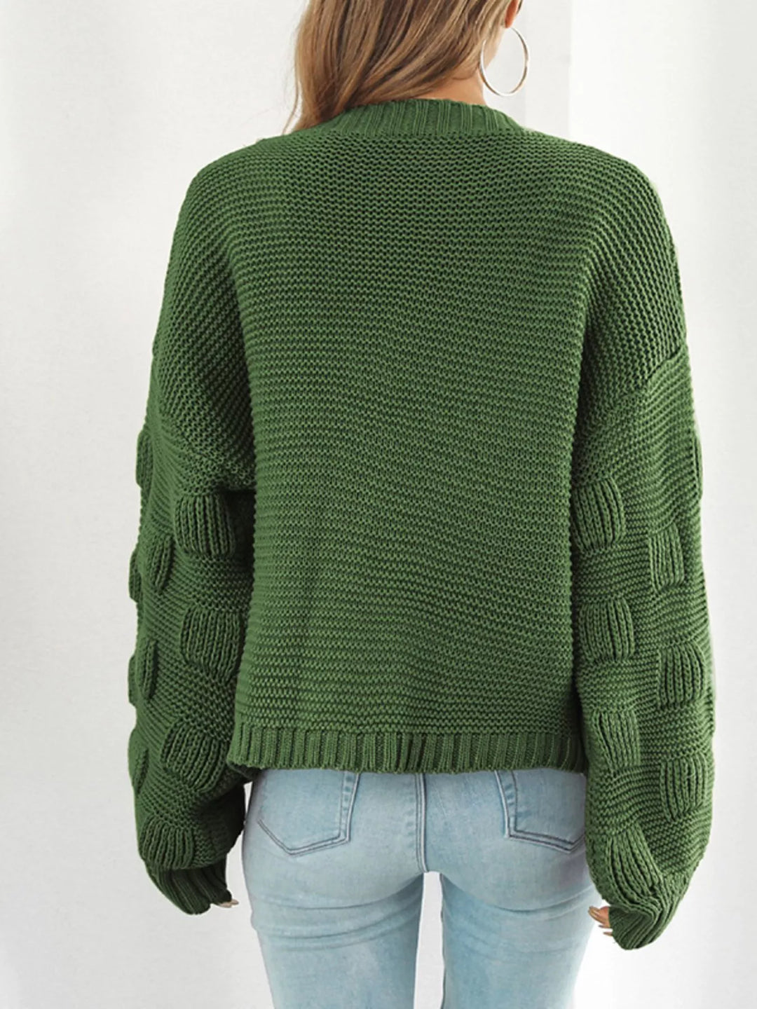 Chunky ribbed knit open-front cardigan with drop shoulders