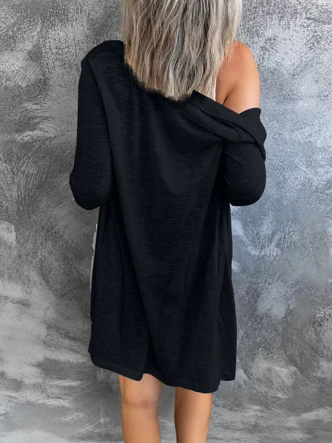 Lightweight button-front longline open knit cardigan