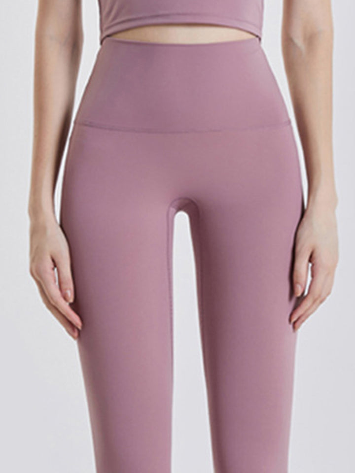 High-rise sports leggings with wide yoke waistband