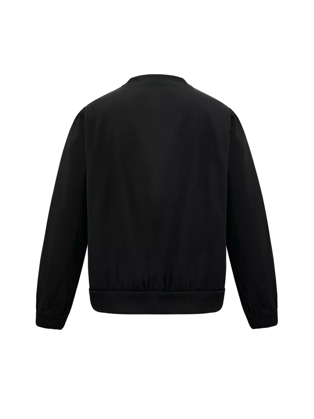 Cropped bomber jacket with gold snap button front