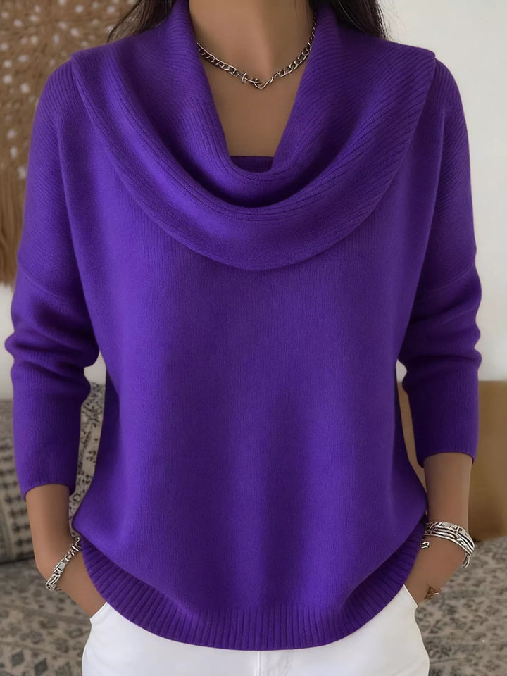 Purple Drape cowl neck long sleeve knit sweater