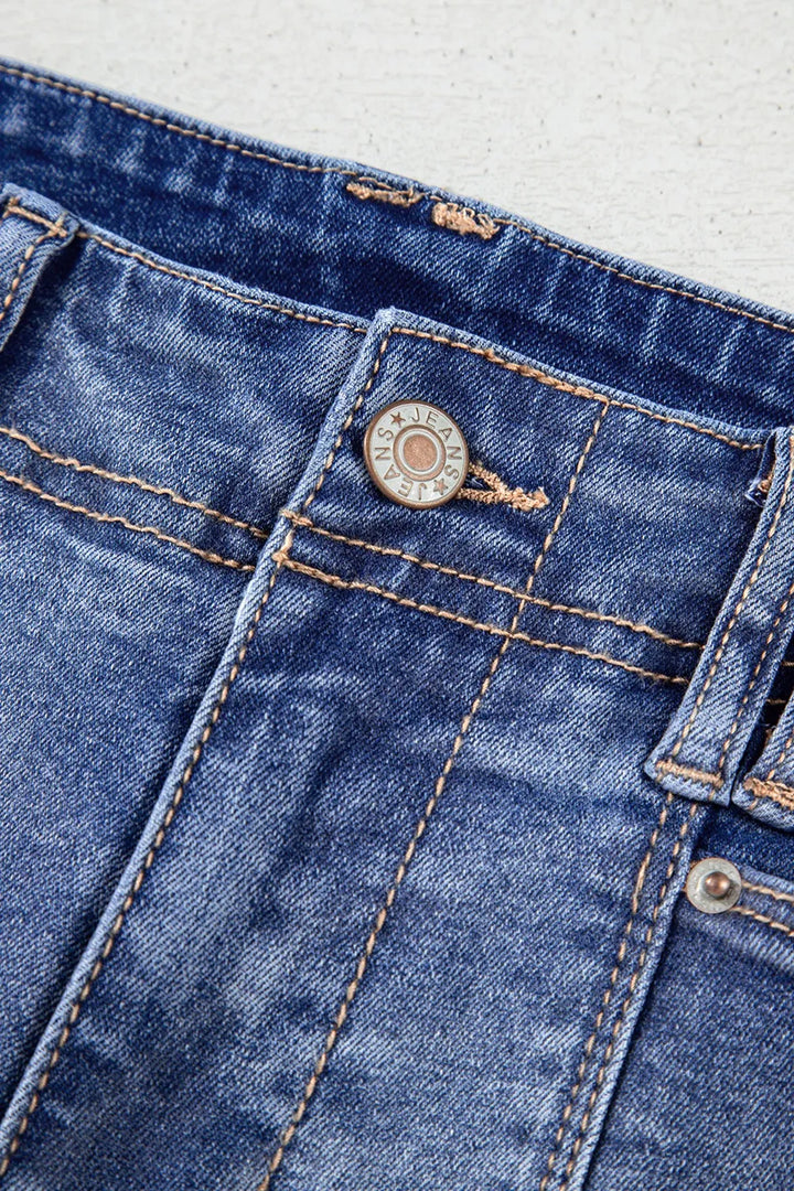 Vintage wash high-rise wide-leg jeans with patch pockets