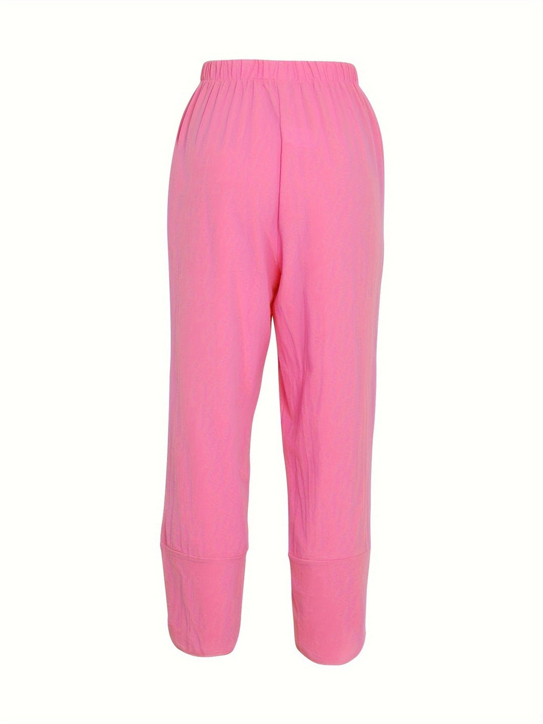 Elastic-waist wide-leg pants with tulip hem and pockets