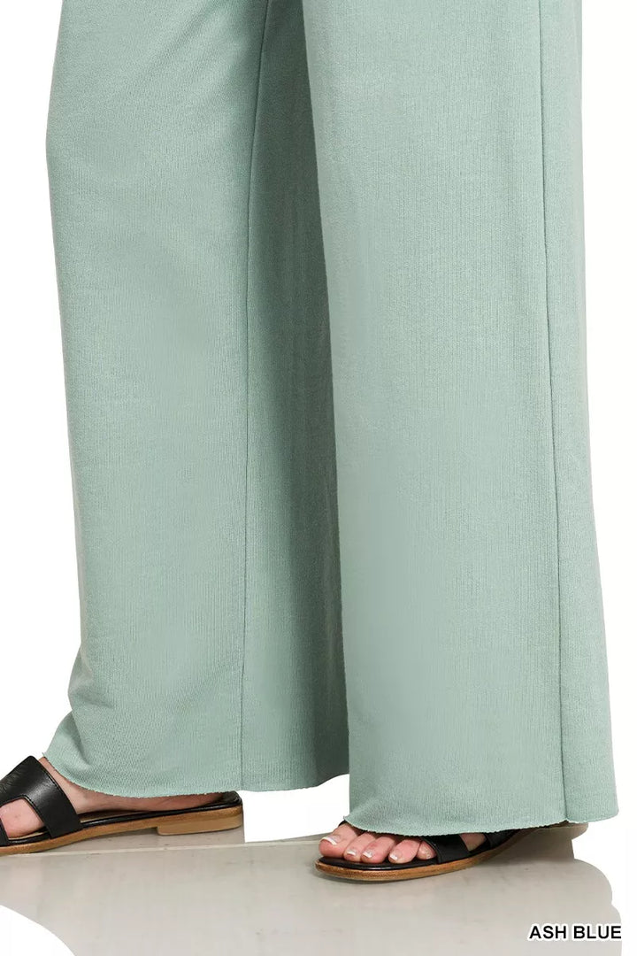 French terry wide-leg sweatpants with drawstring waist