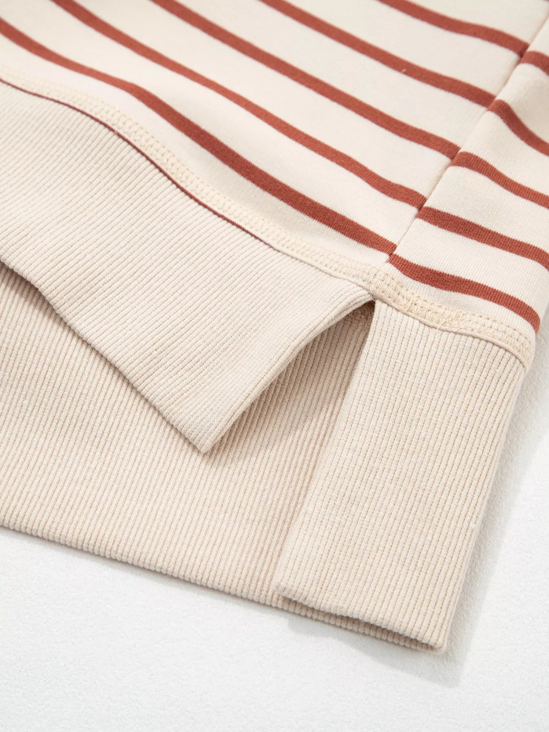 Striped oversized crew neck sweatshirt with ribbed trim
