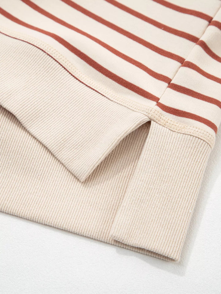 Striped oversized crew neck sweatshirt with ribbed trim