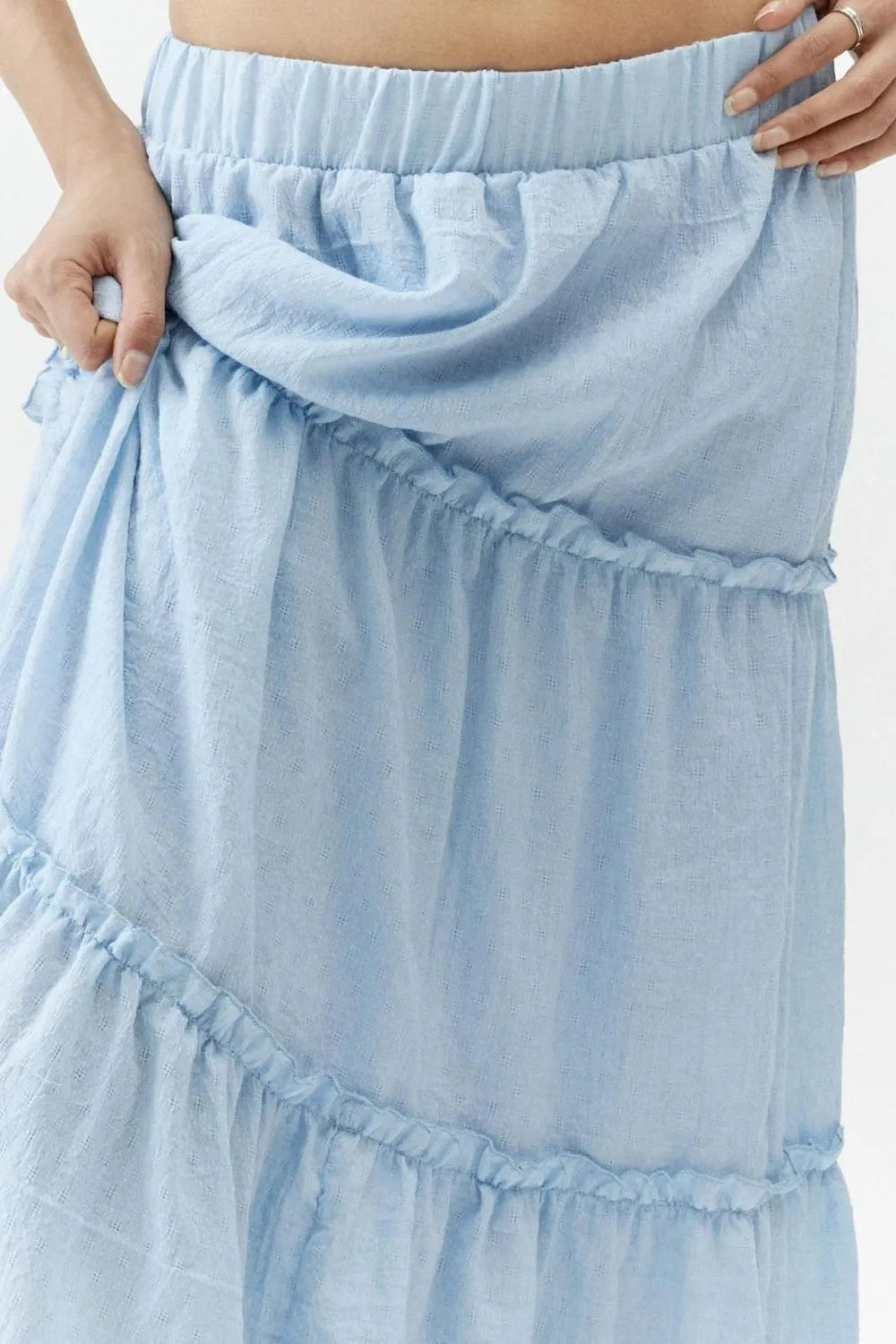 Tiered frill maxi skirt with elastic waist
