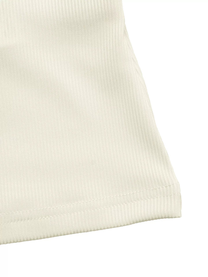 Ribbed knit cap sleeve V-neck top with bow trim