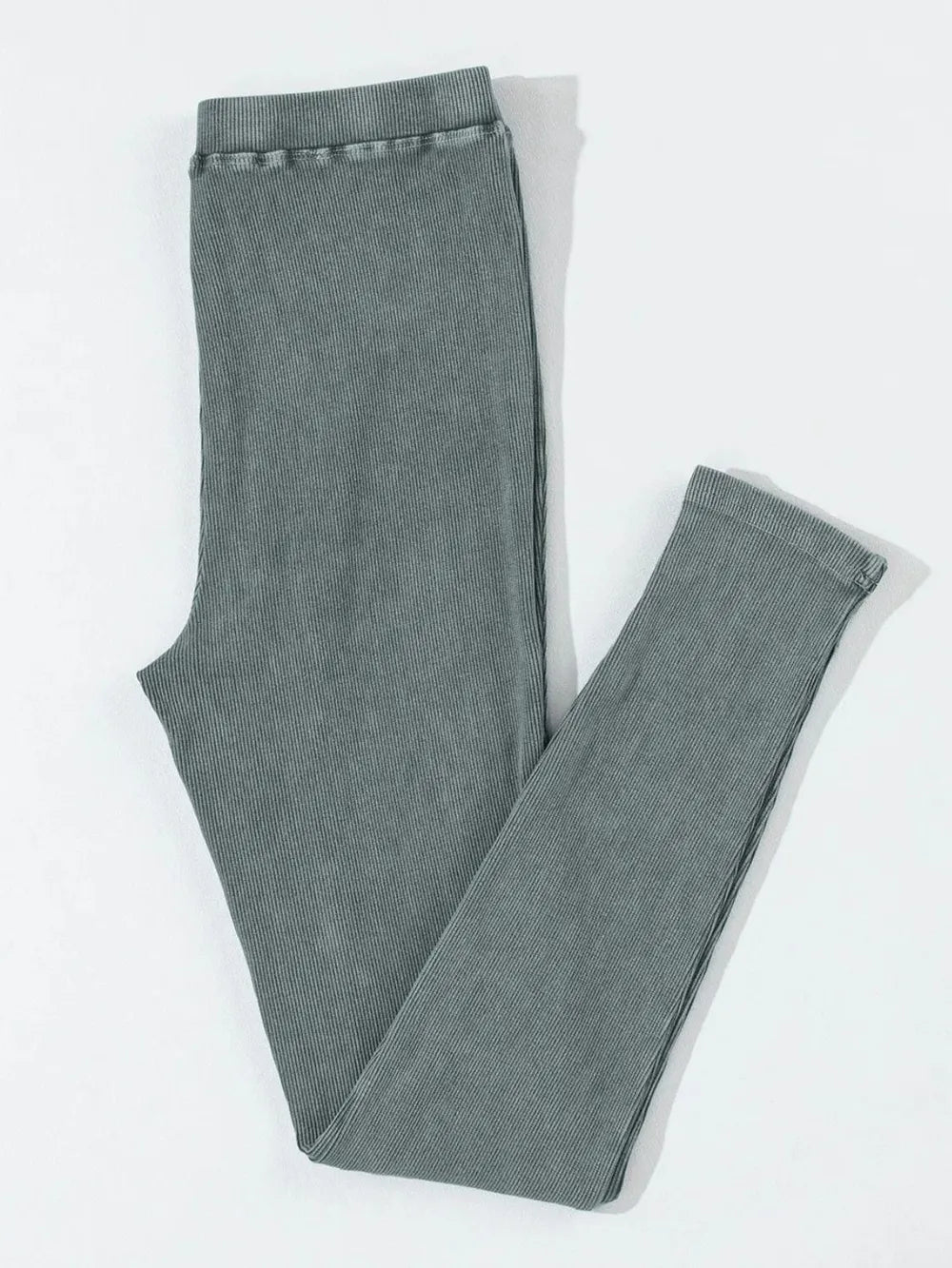 Ribbed cotton leggings with elastic waistband