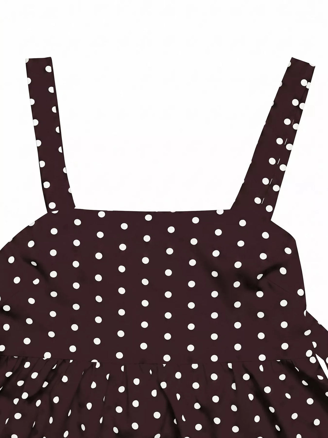 Polka dot square neck peplum cami with tie back
