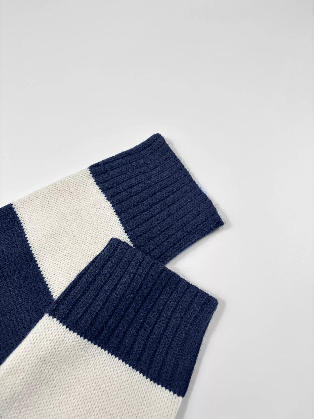 Wide stripe oversized crew neck knit sweater