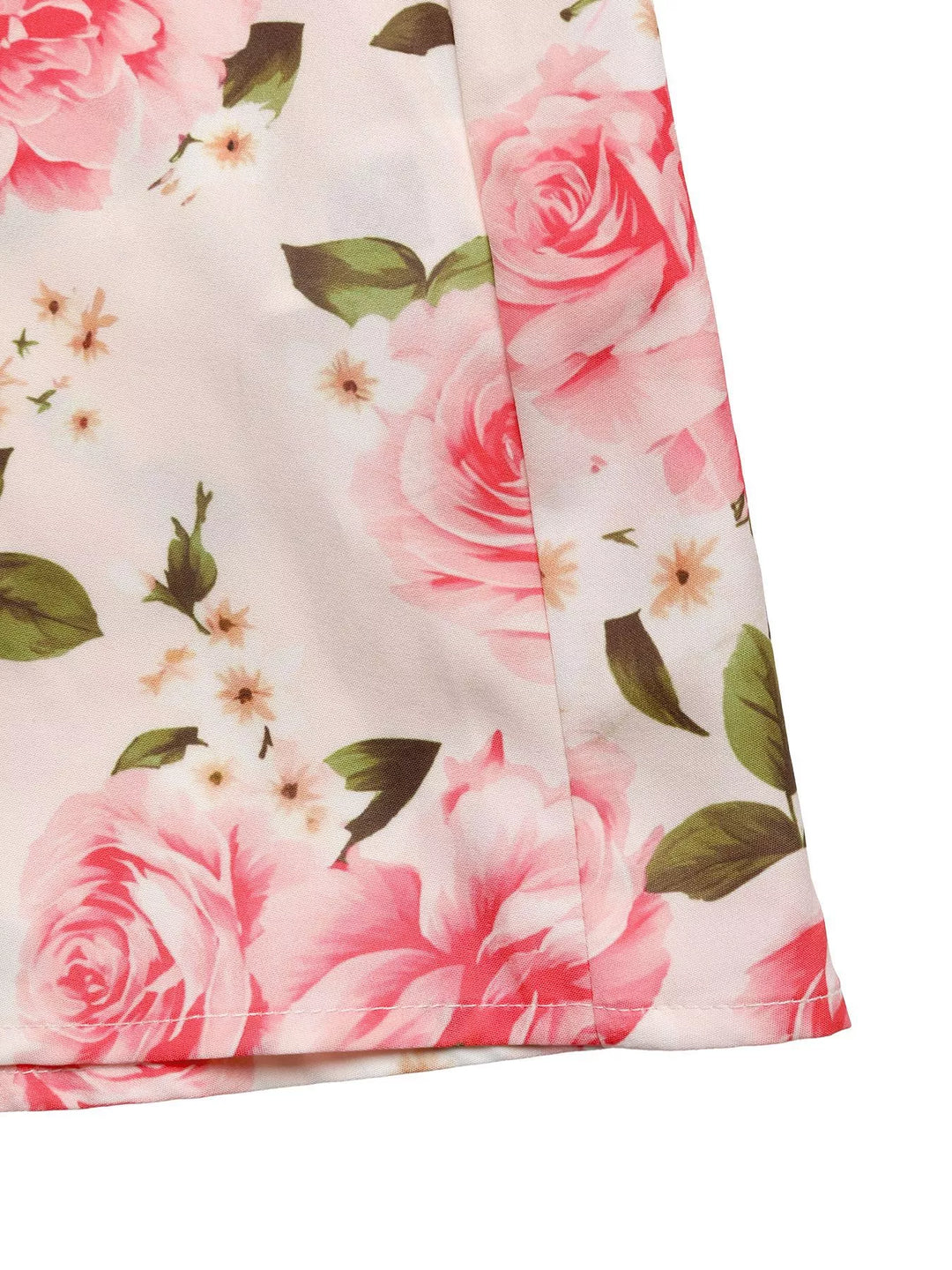 Rose print halter neck midi dress with smocked bodice