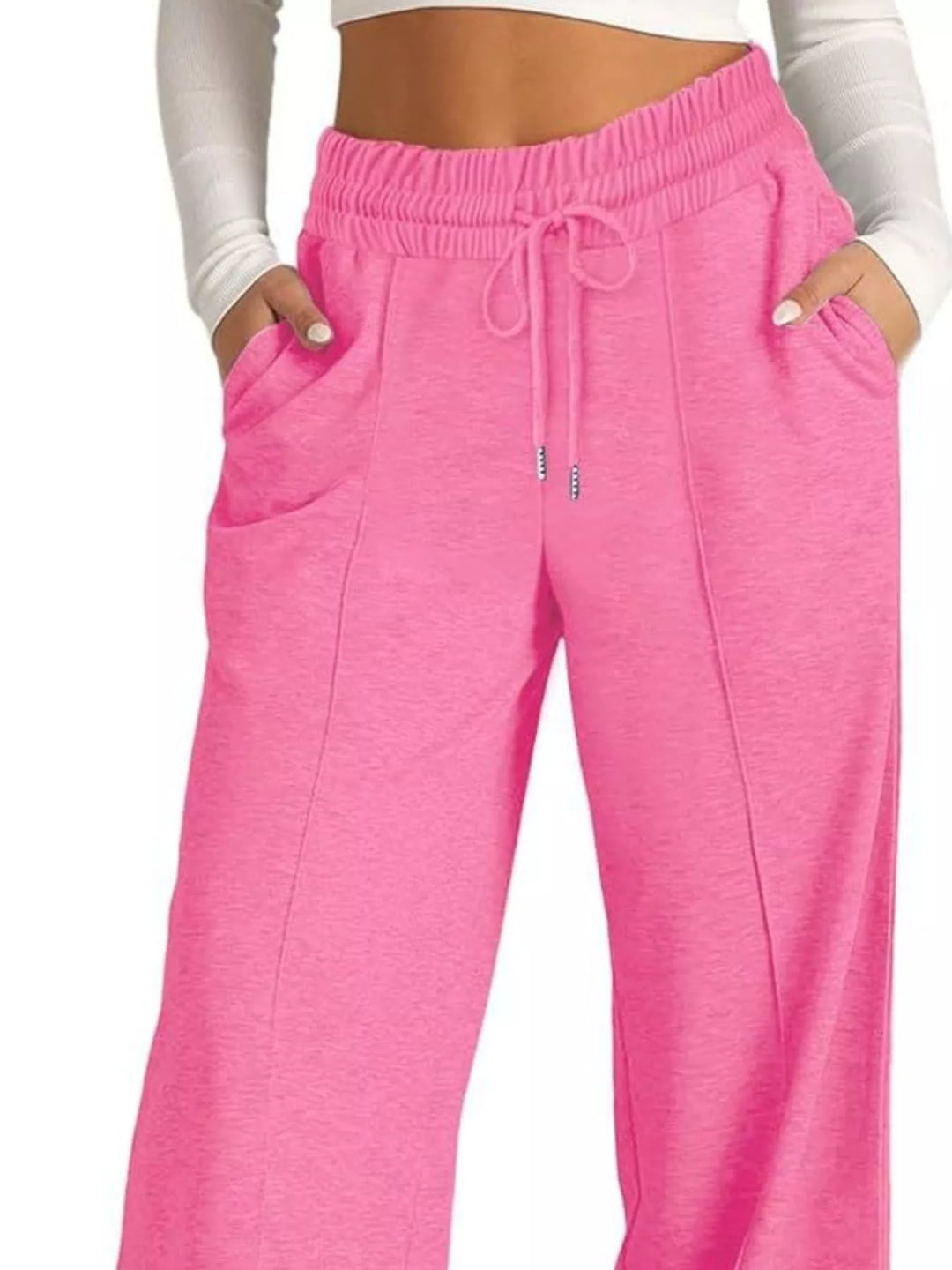 Glitter Wide-leg drawstring pants with elastic waist and pockets