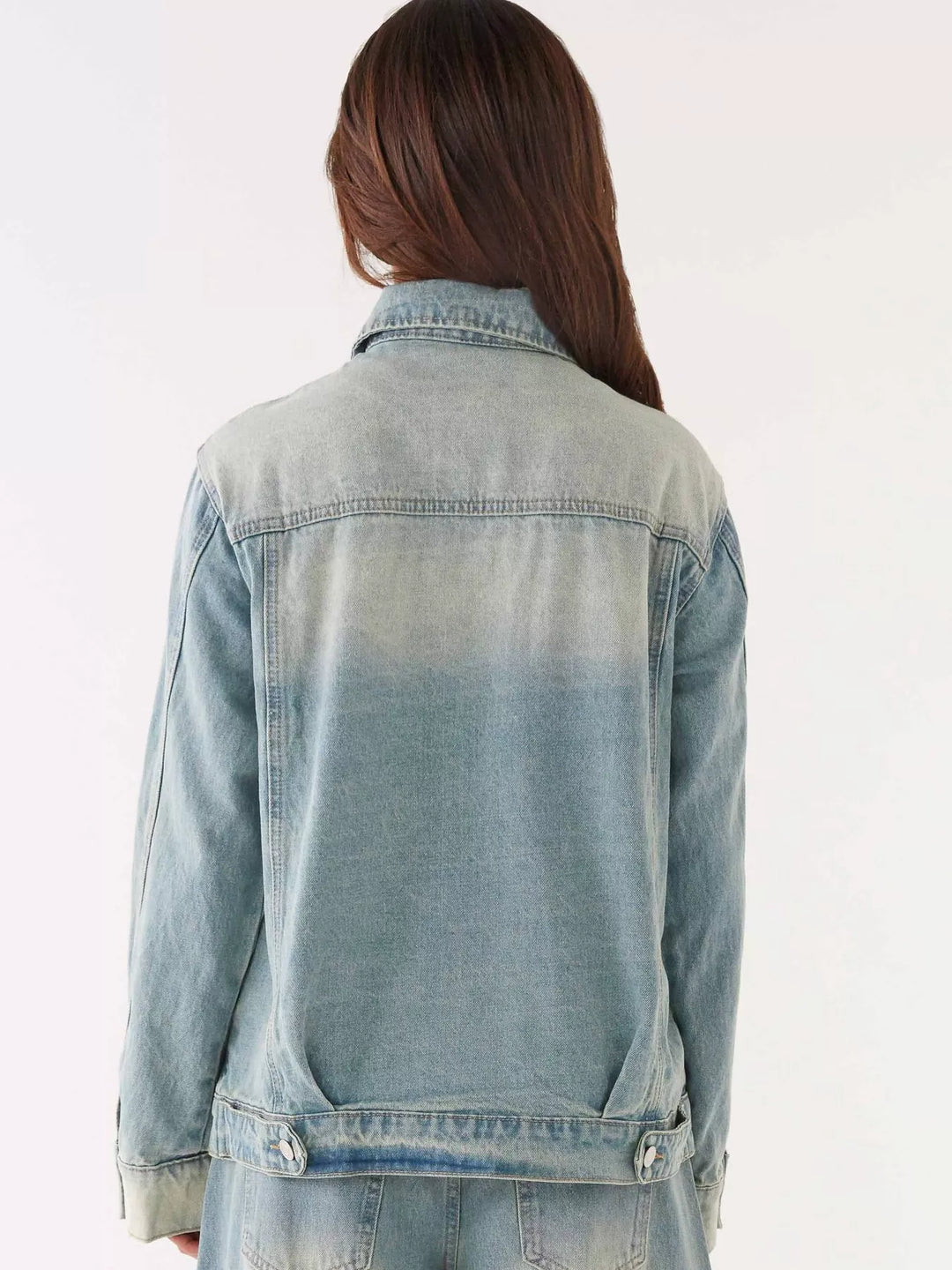 Oversized button-up denim jacket and jeans two-piece set