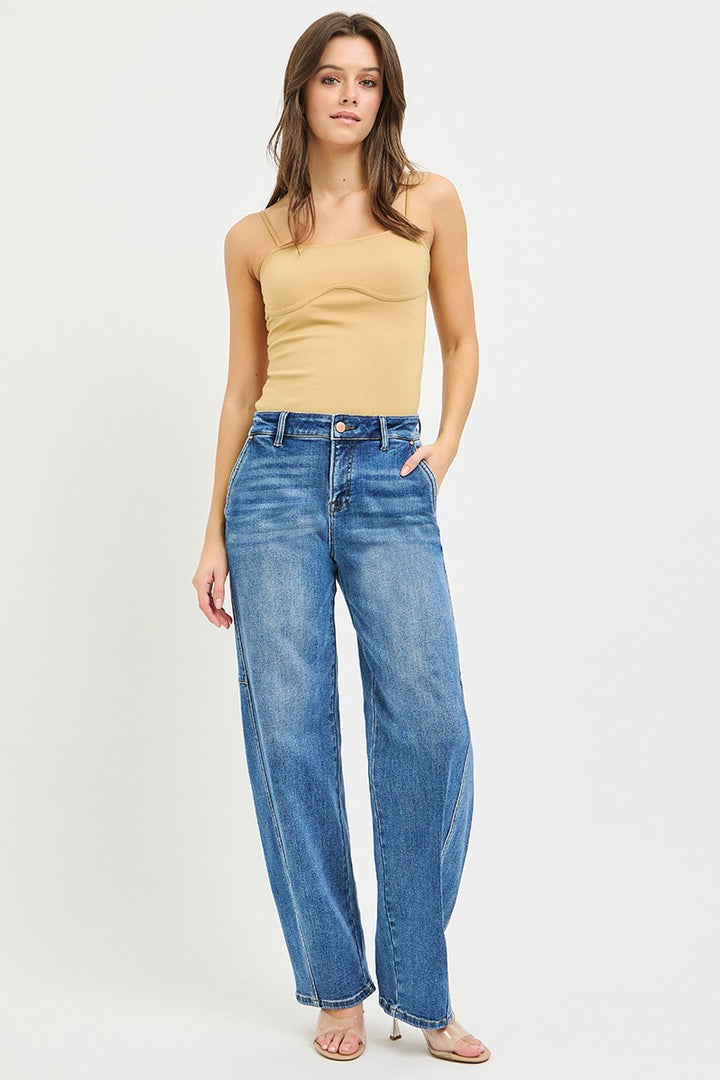 Slouchy baggy high-rise straight-leg jeans