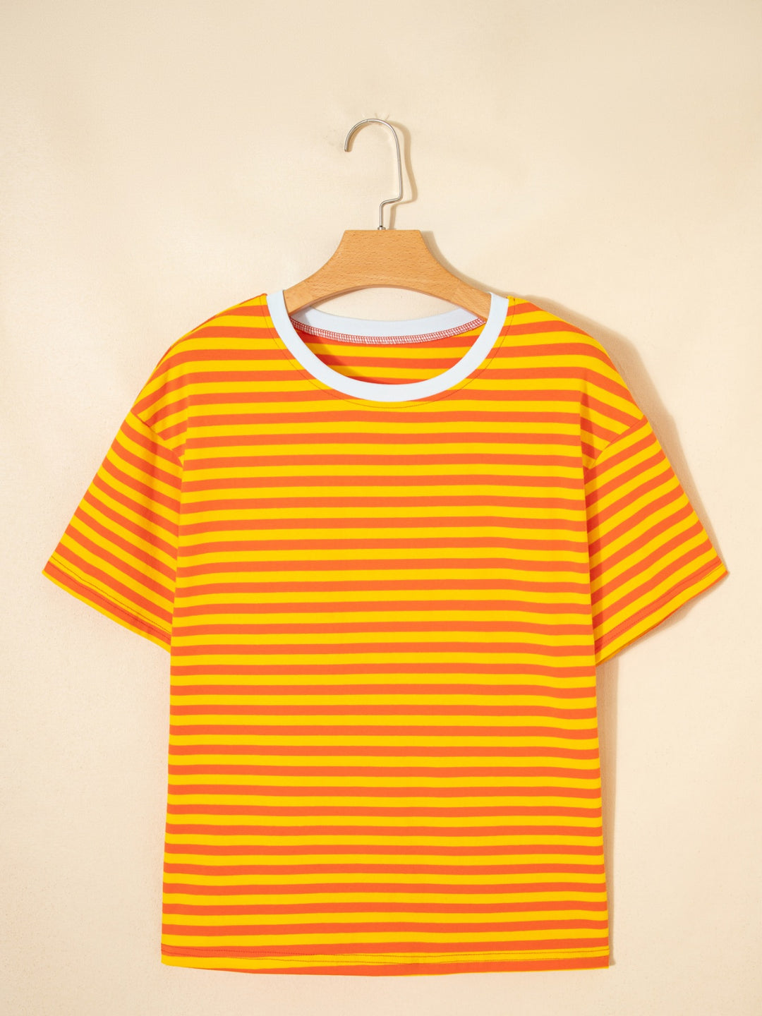 Striped oversized drop-shoulder crew neck t-shirt