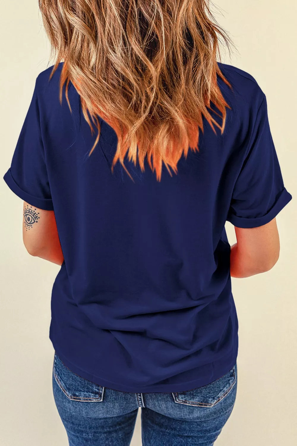 1776 lace-trim flag appliqué crew neck graphic tee