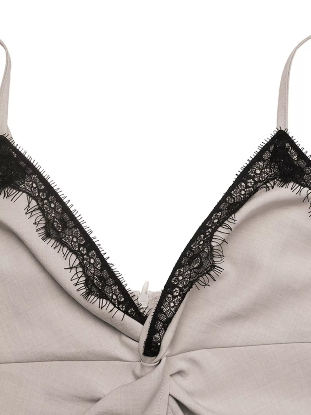 Lace trim twist-front cropped V-neck cami