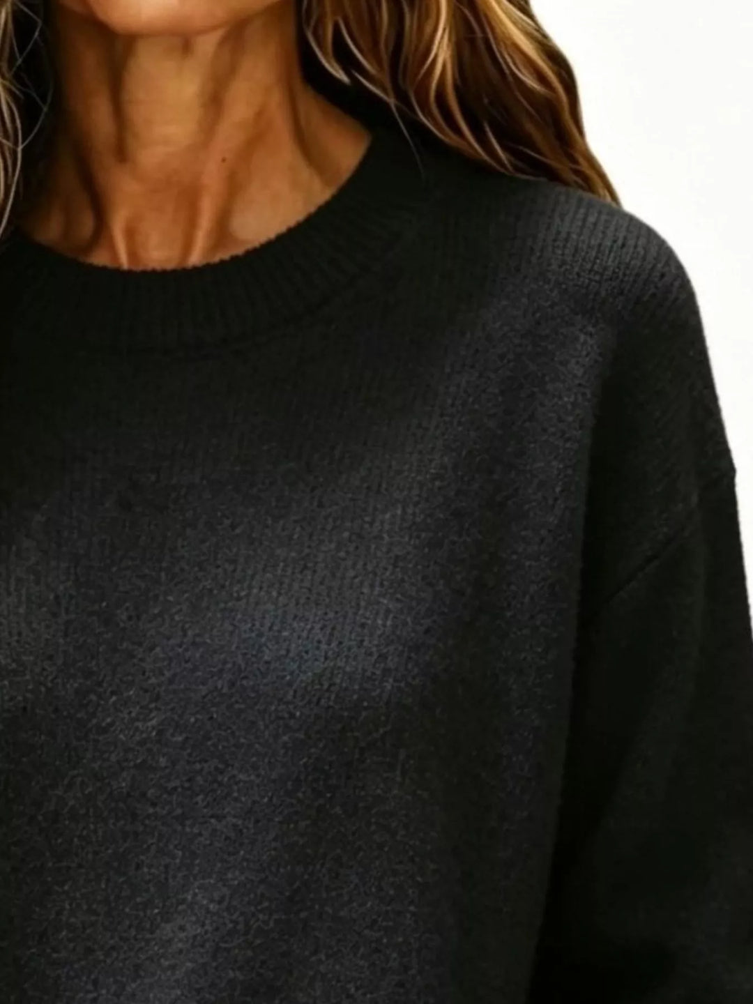 Soft brushed knit sweater with ribbed cuffs and drop shoulders