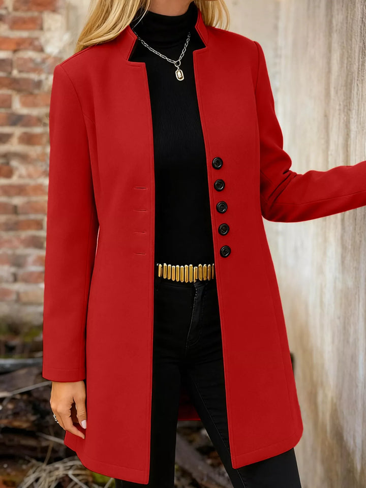 Scarlet Single-breasted stand-collar longline coat