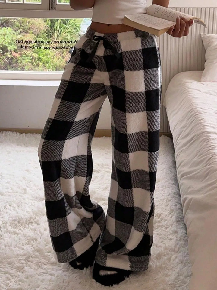 Drawstring wide-leg pull-on lounge pants