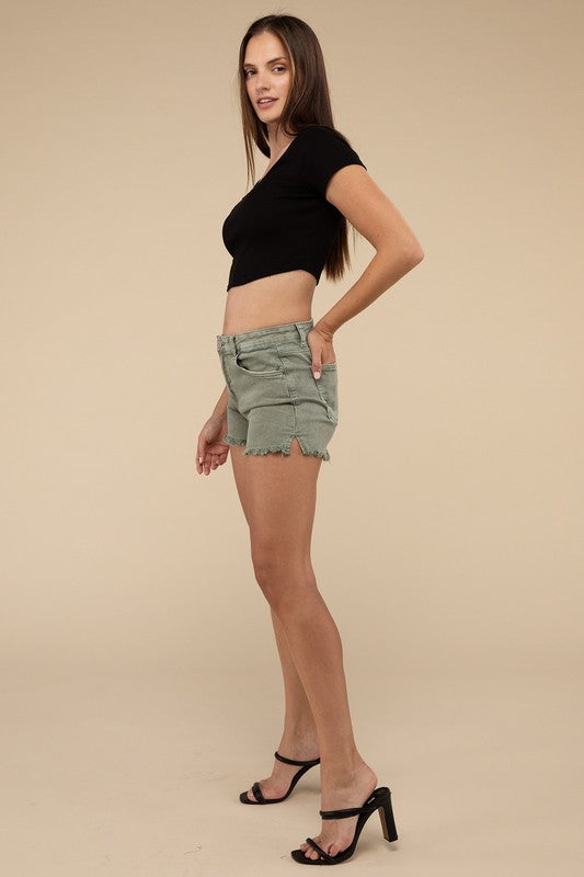 Riviera Acid Washed Frayed Cutoff Denim Shorts