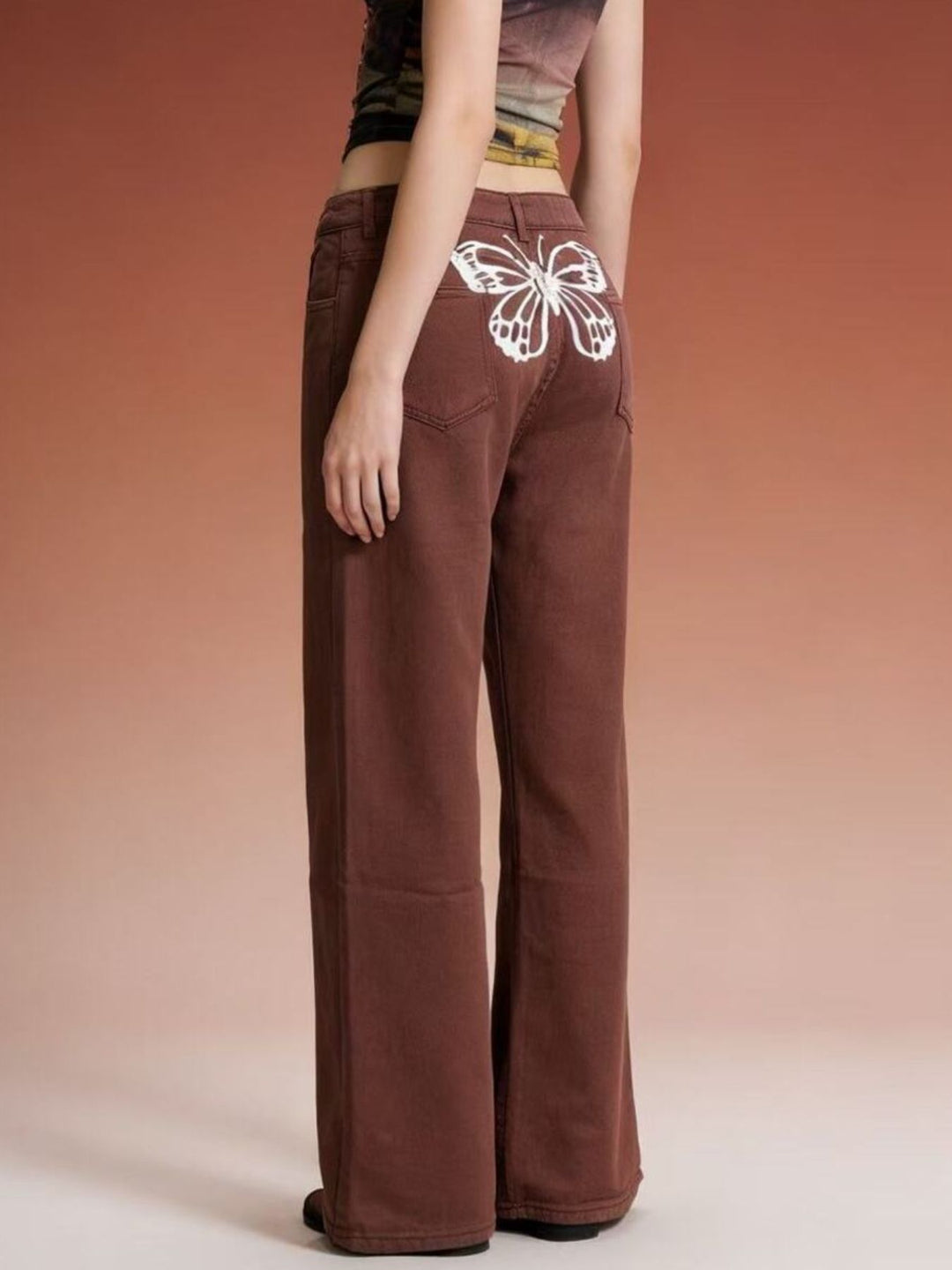 High-rise wide-leg jeans with butterfly back detail