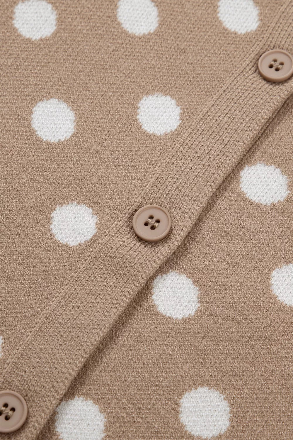 Polka dot short sleeve button-down knit cardigan