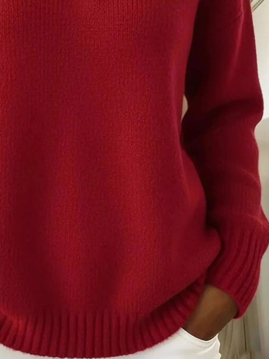 Dropped shoulder polo collar button knit sweater
